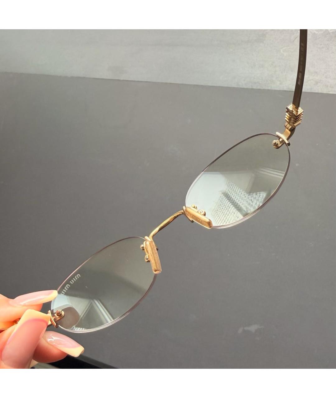 MIU MIU Золотые металлические солнцезащитные очки, фото 4