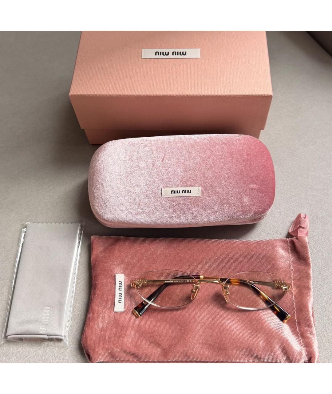 MIU MIU Золотые металлические солнцезащитные очки, фото 2