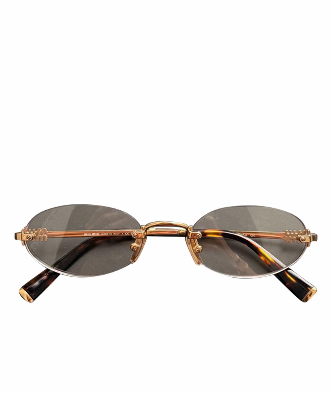 MIU MIU Золотые металлические солнцезащитные очки, фото 1