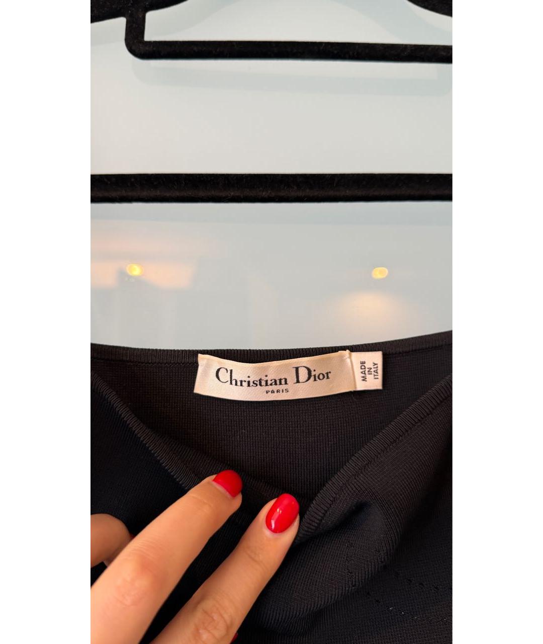 CHRISTIAN DIOR Черная вискозная майка, фото 2