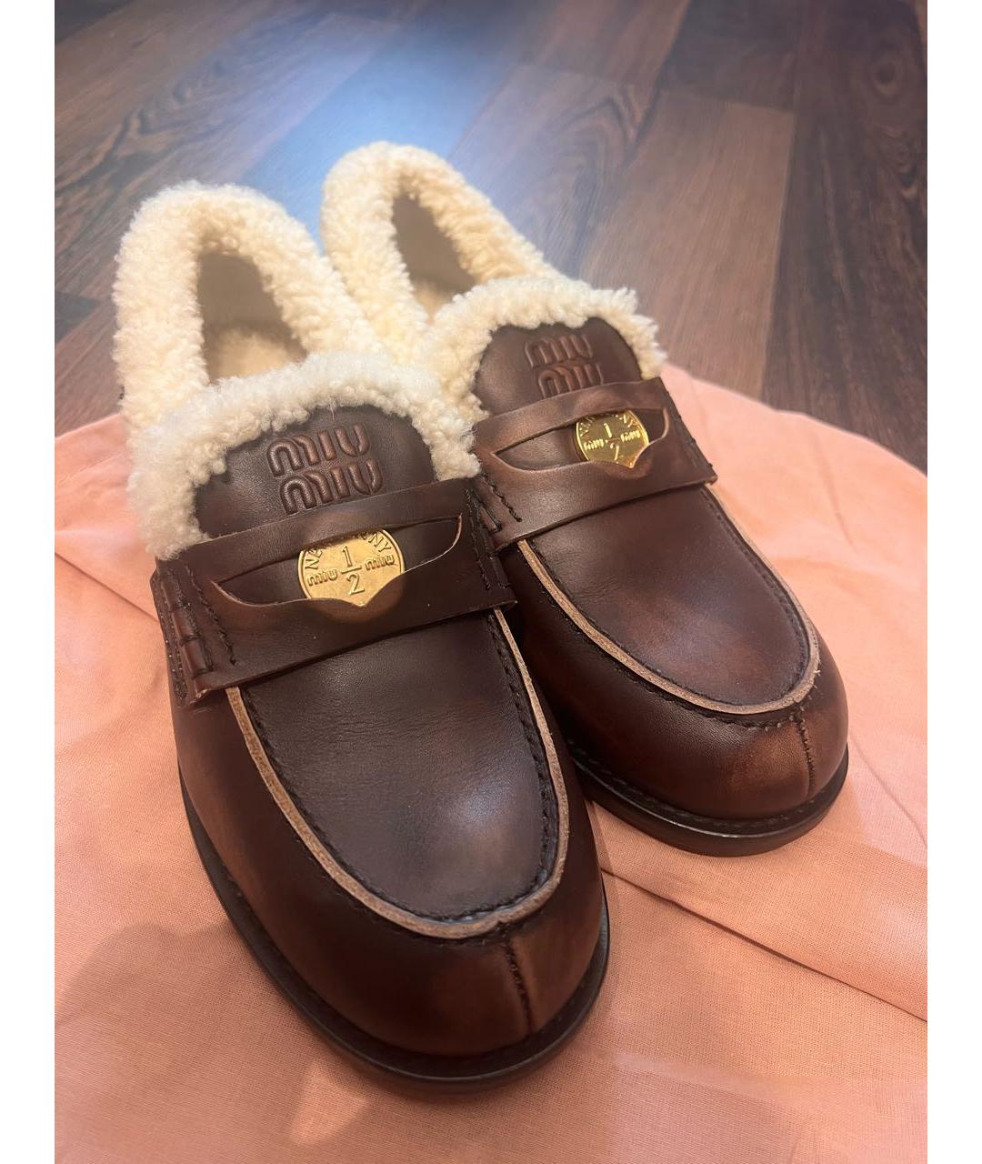 MIU MIU Коричневые кожаные ботинки, фото 2