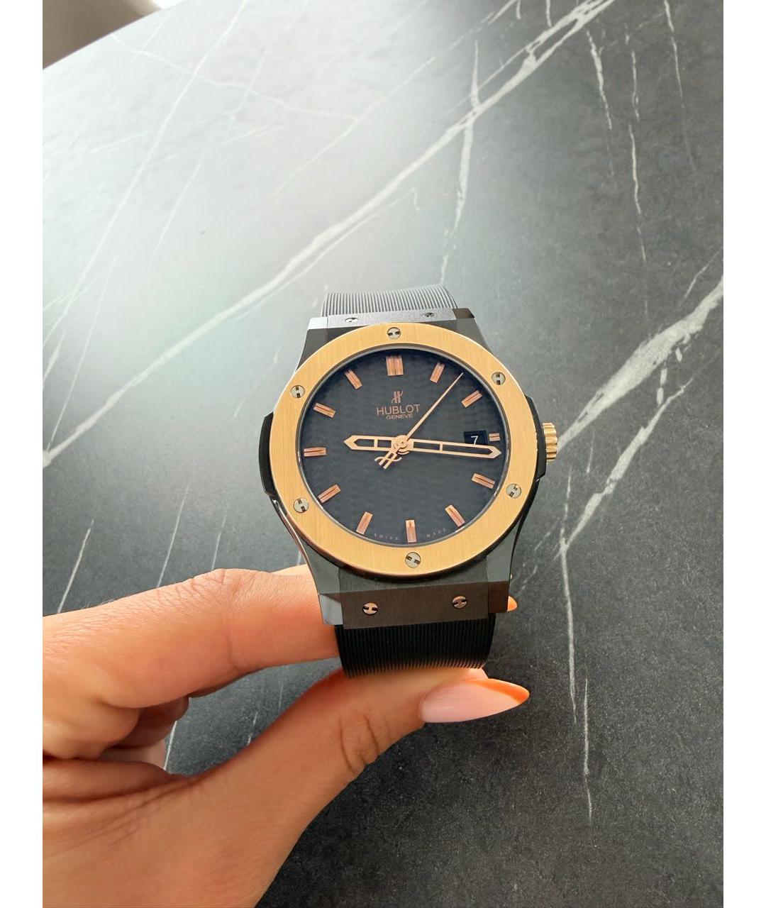 HUBLOT Черные часы из розового золота, фото 5