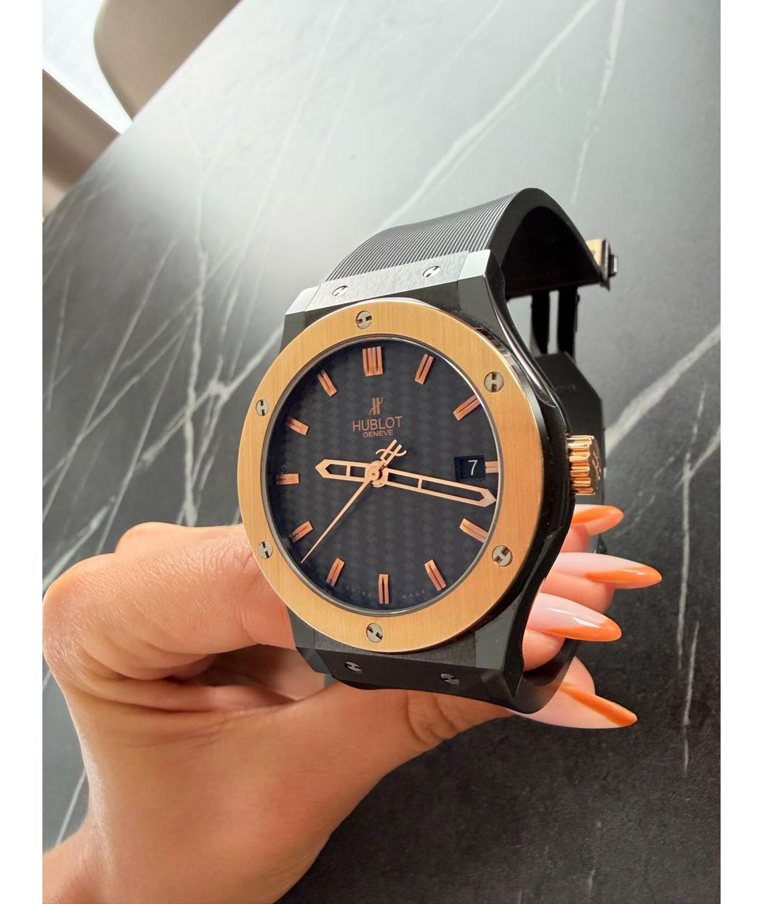 HUBLOT Черные часы из розового золота, фото 3