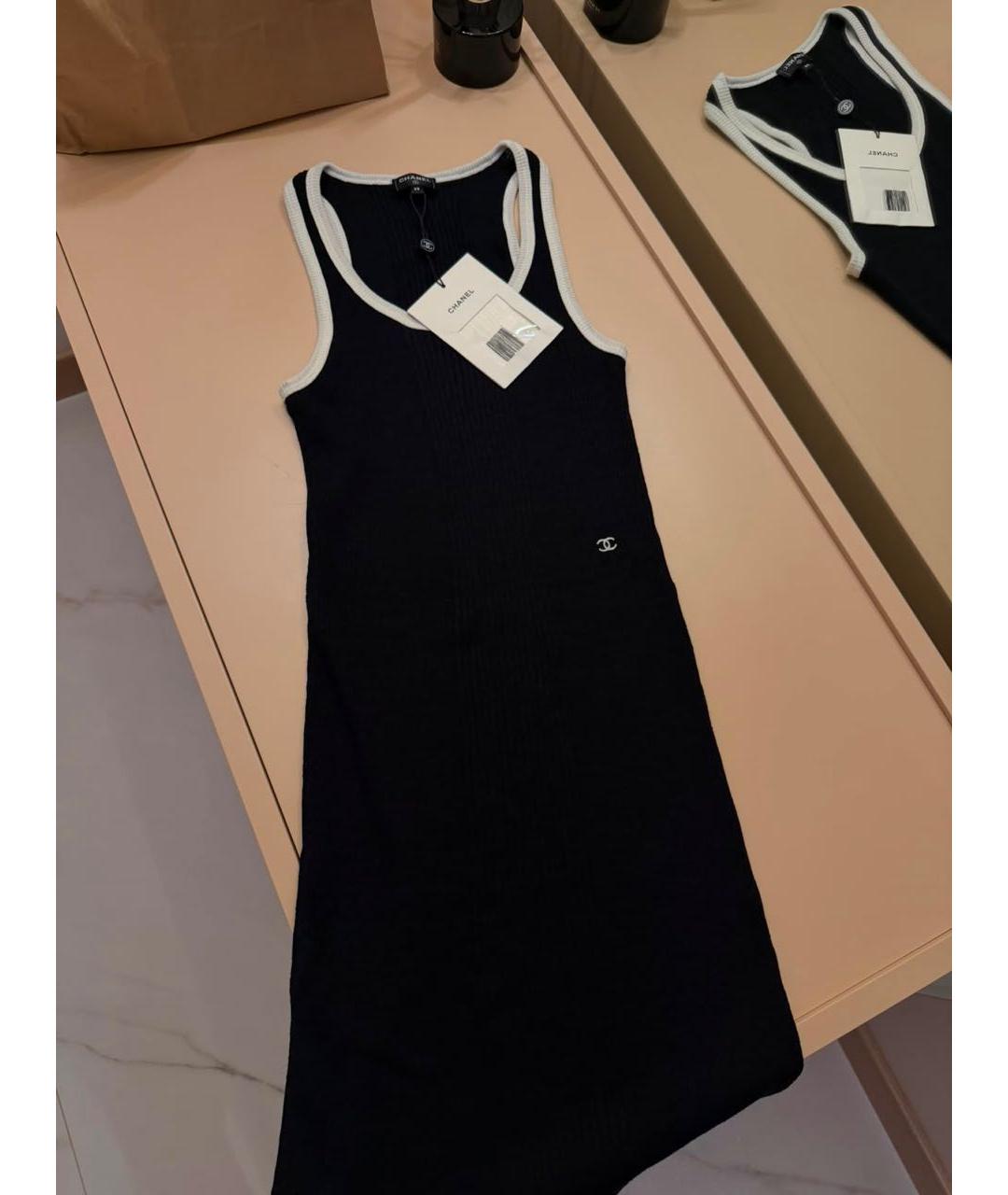 CHANEL Черное льняное повседневное платье, фото 5