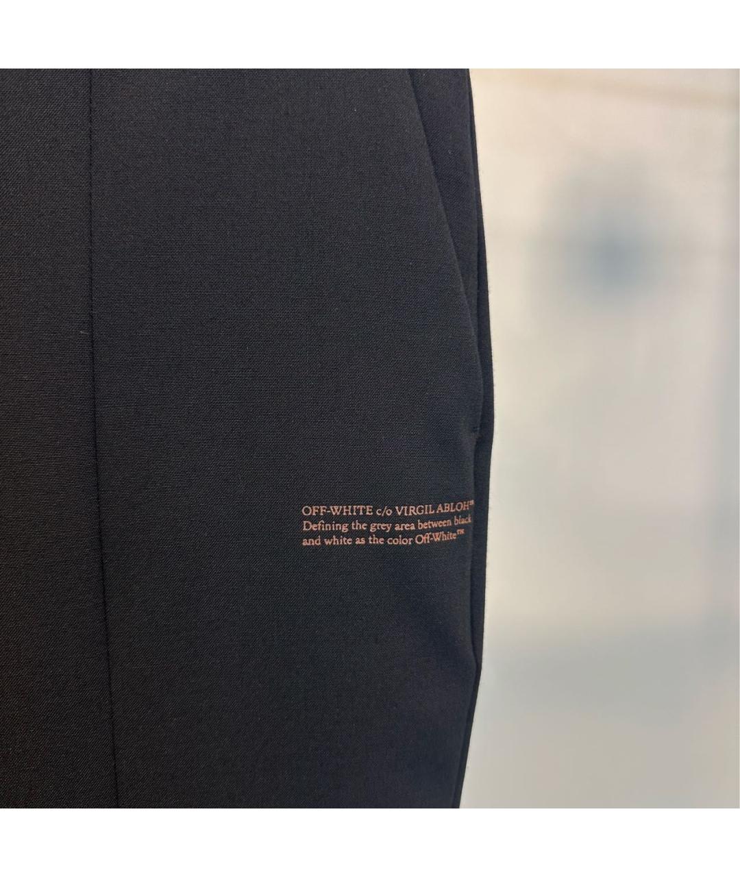 OFF-WHITE Черные шерстяные брюки узкие, фото 3