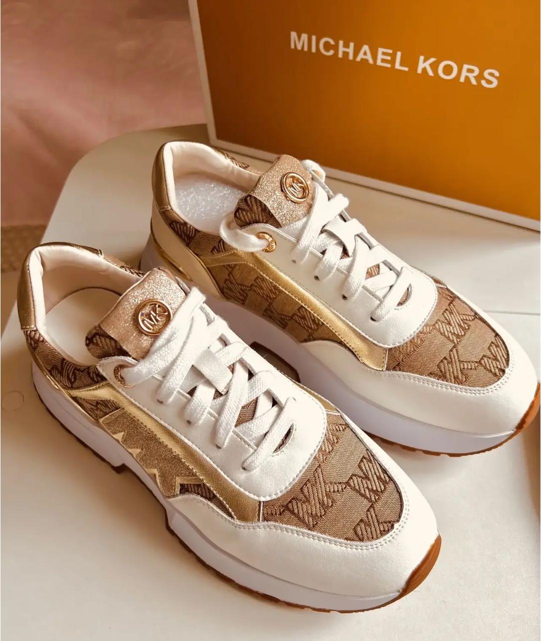 MICHAEL KORS Бежевые текстильные кроссовки, фото 2