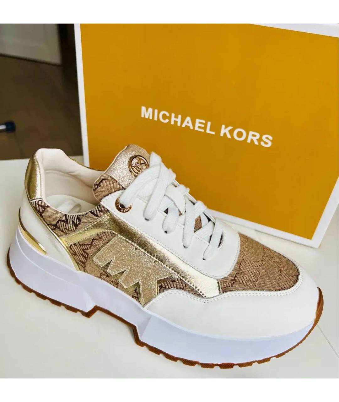MICHAEL KORS Бежевые текстильные кроссовки, фото 5