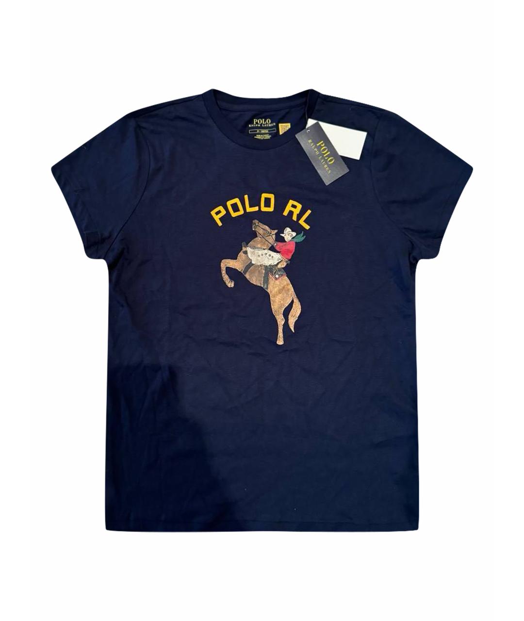 POLO RALPH LAUREN Темно-синяя хлопковая футболка, фото 1