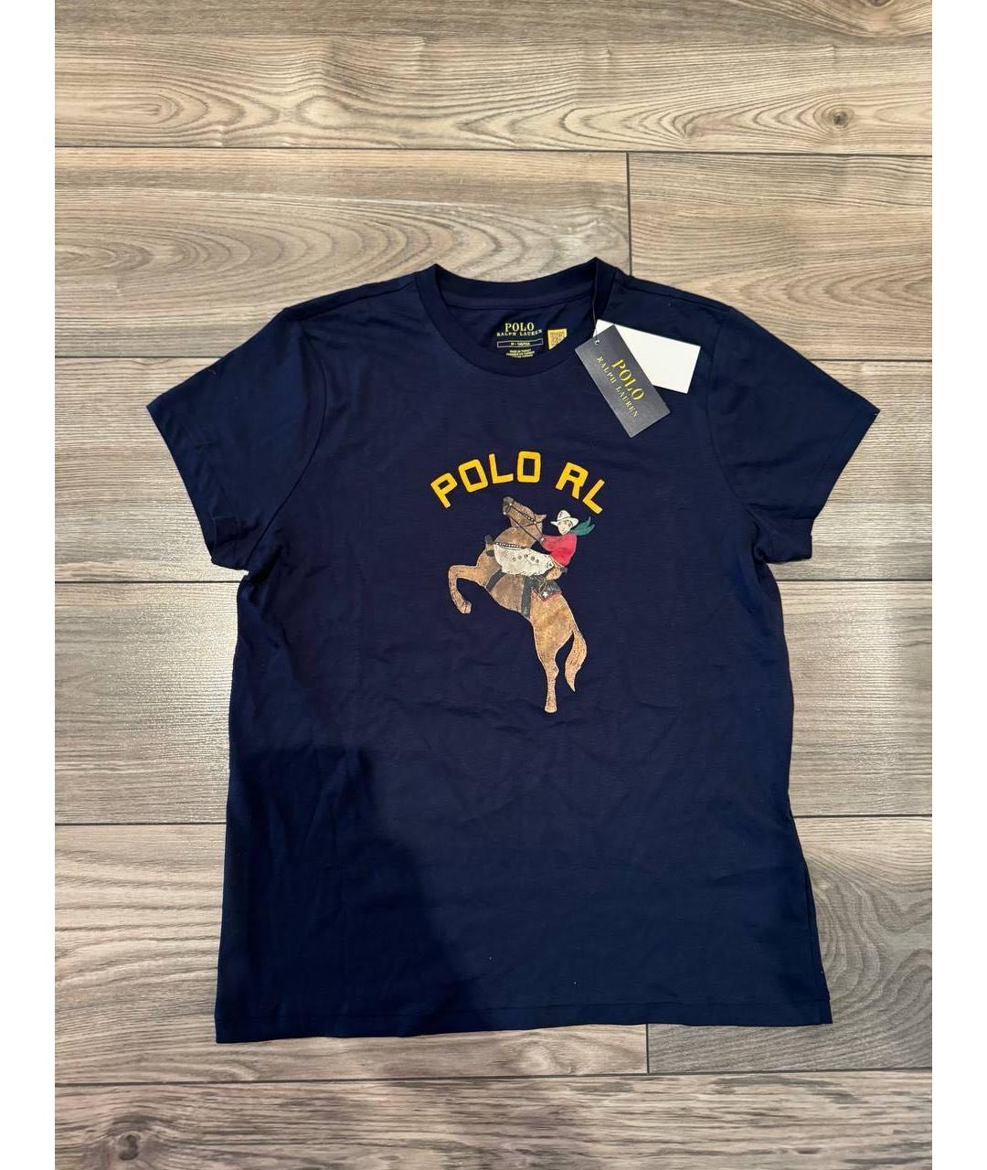 POLO RALPH LAUREN Темно-синяя хлопковая футболка, фото 3