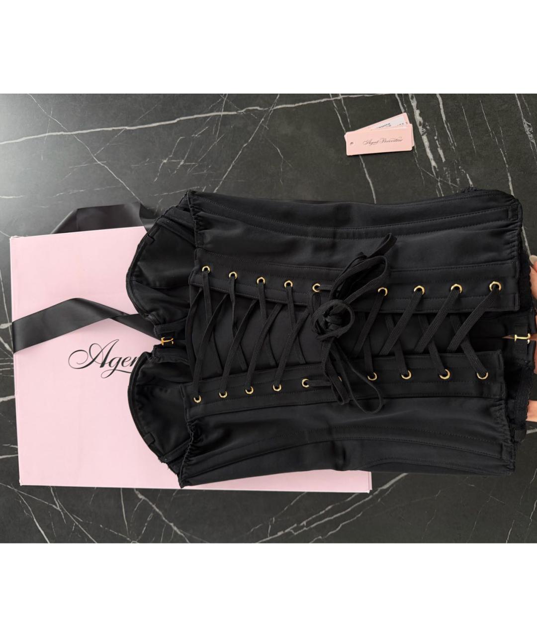 AGENT PROVOCATEUR Черный атласный корсет, фото 2