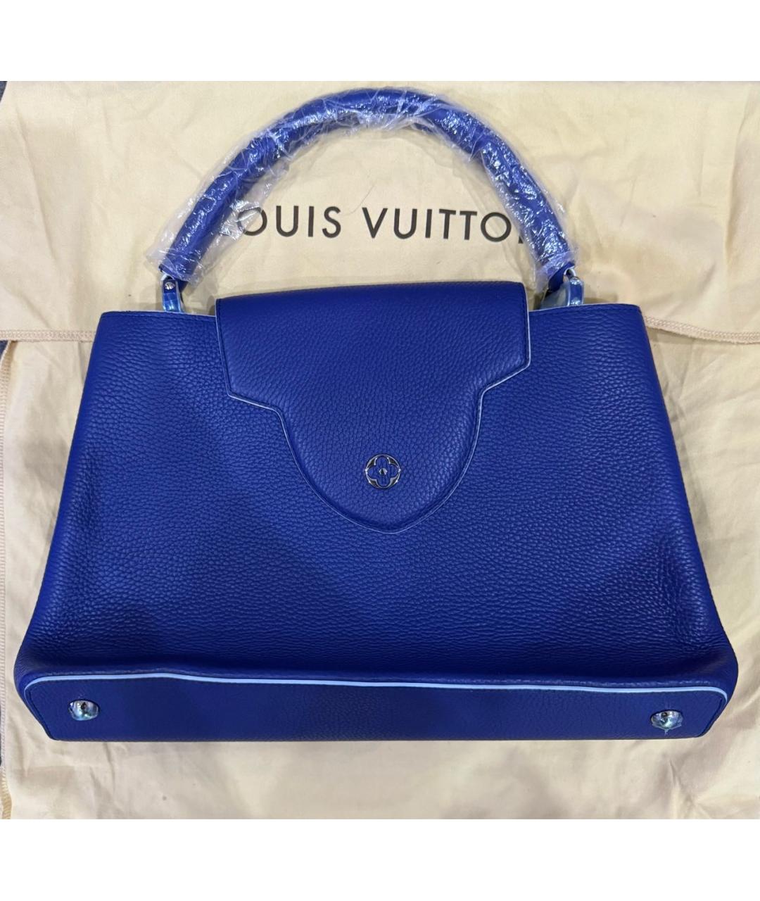 LOUIS VUITTON Синяя кожаная сумка с короткими ручками, фото 5