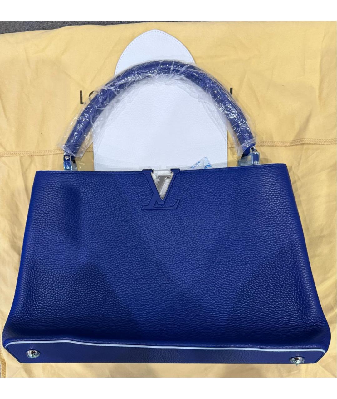 LOUIS VUITTON Синяя кожаная сумка с короткими ручками, фото 2