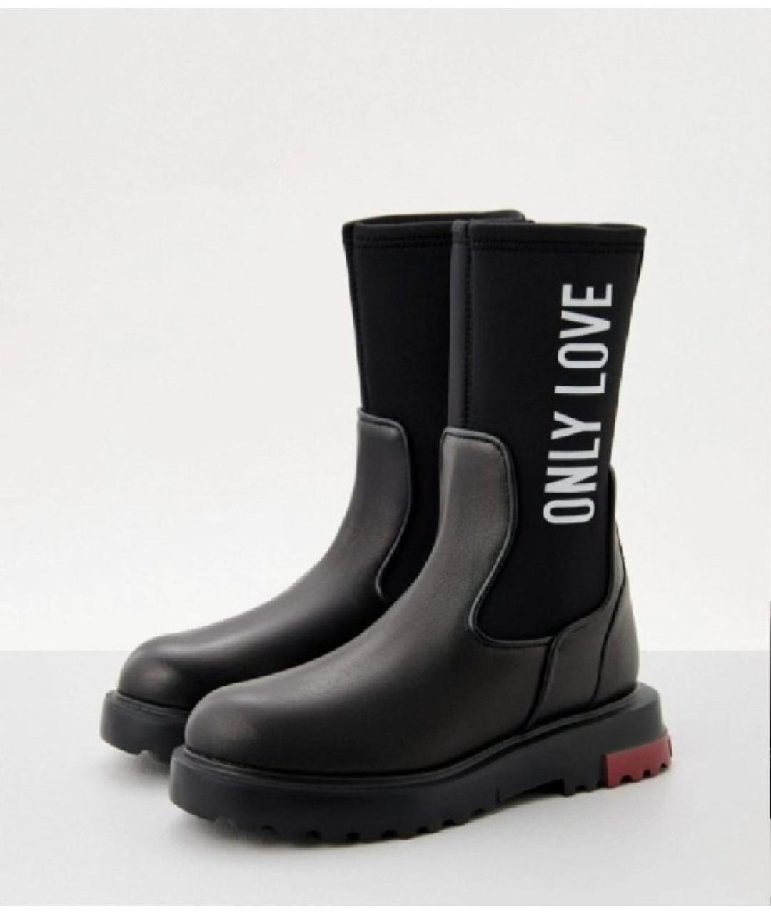 LOVE MOSCHINO Черные кожаные полусапоги, фото 3