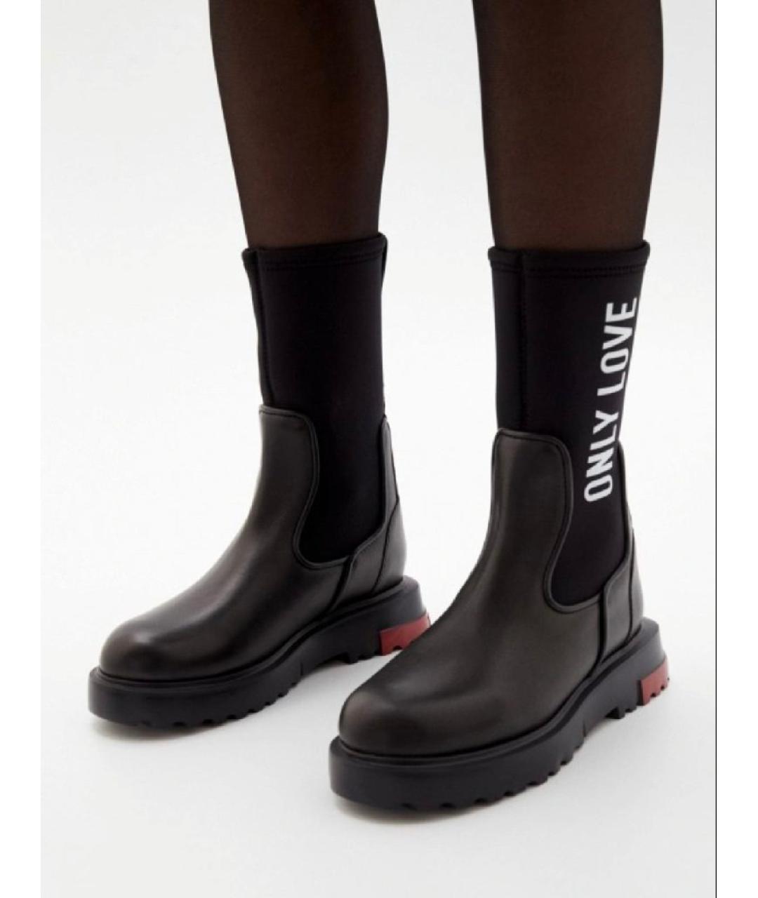 LOVE MOSCHINO Черные кожаные полусапоги, фото 2