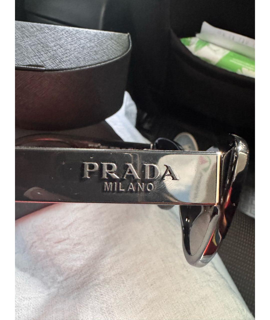 PRADA Черные пластиковые солнцезащитные очки, фото 4