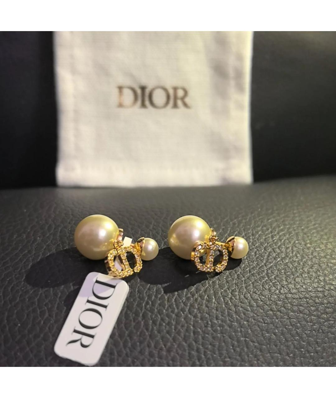 CHRISTIAN DIOR Золотые позолоченные серьги, фото 2