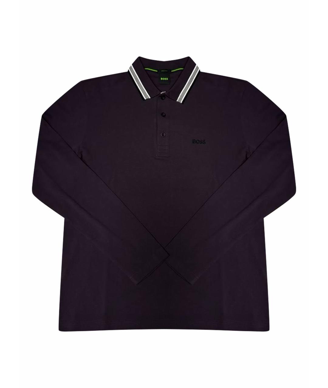 HUGO BOSS Бордовое хлопковое поло с длинным рукавом, фото 1