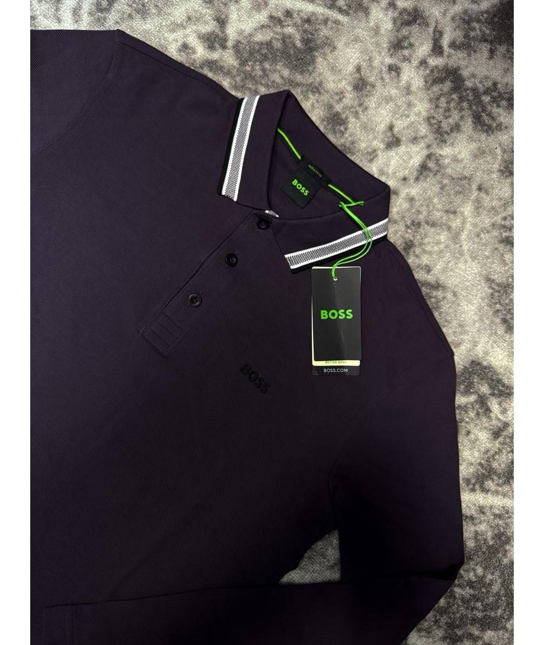 HUGO BOSS Бордовое хлопковое поло с длинным рукавом, фото 2