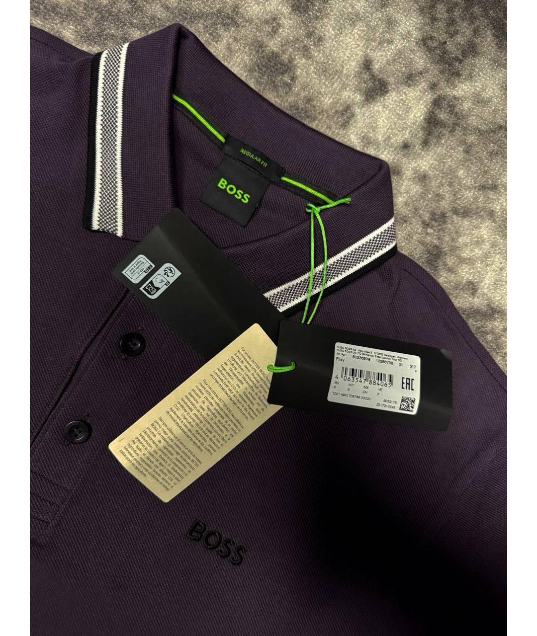 HUGO BOSS Бордовое хлопковое поло с длинным рукавом, фото 3