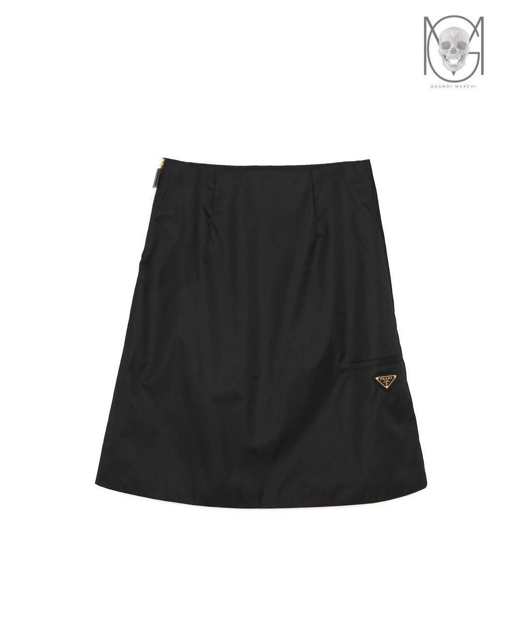 PRADA Черная нейлоновая юбка миди, фото 9