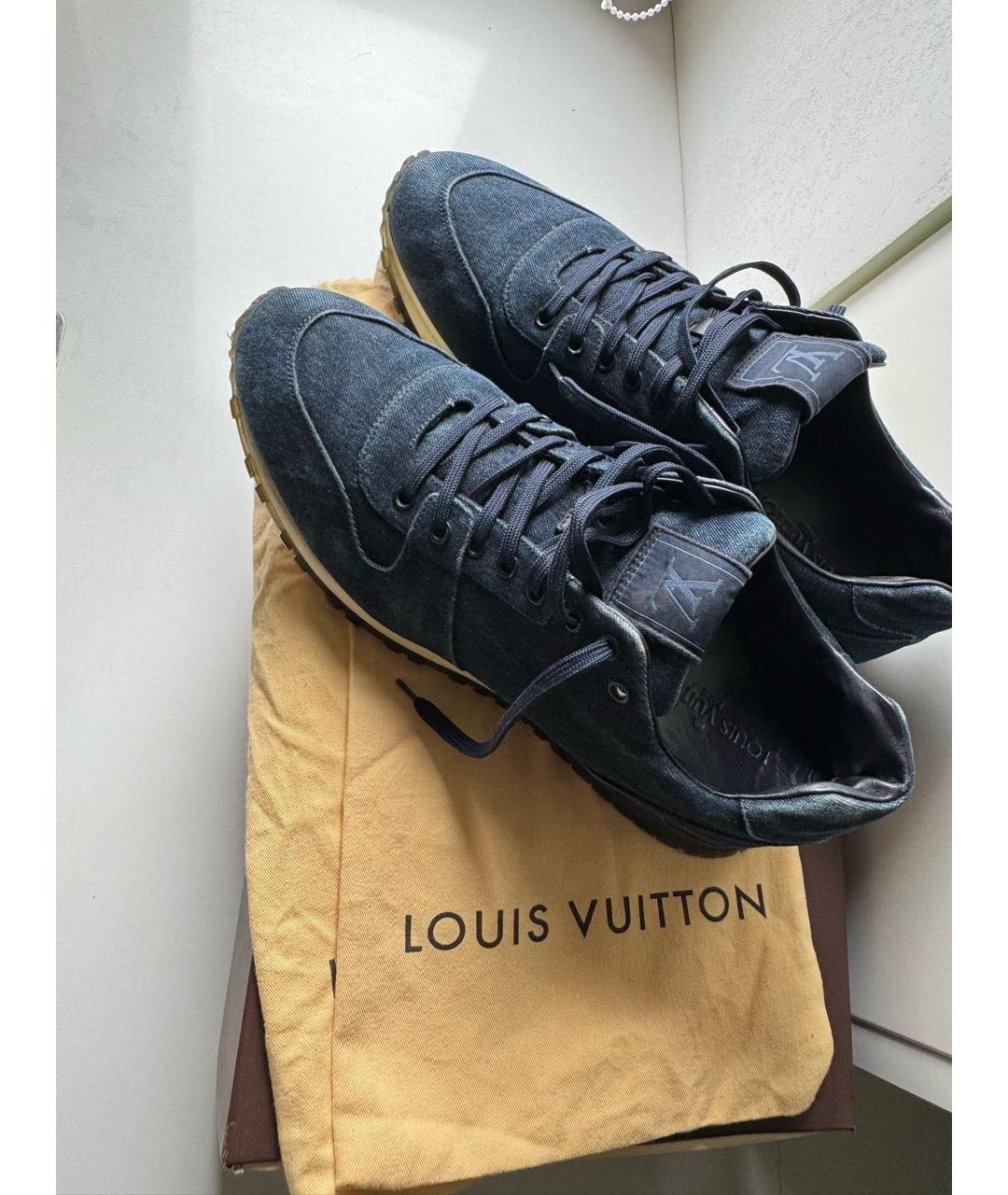LOUIS VUITTON Темно-синие текстильные низкие кроссовки / кеды, фото 7