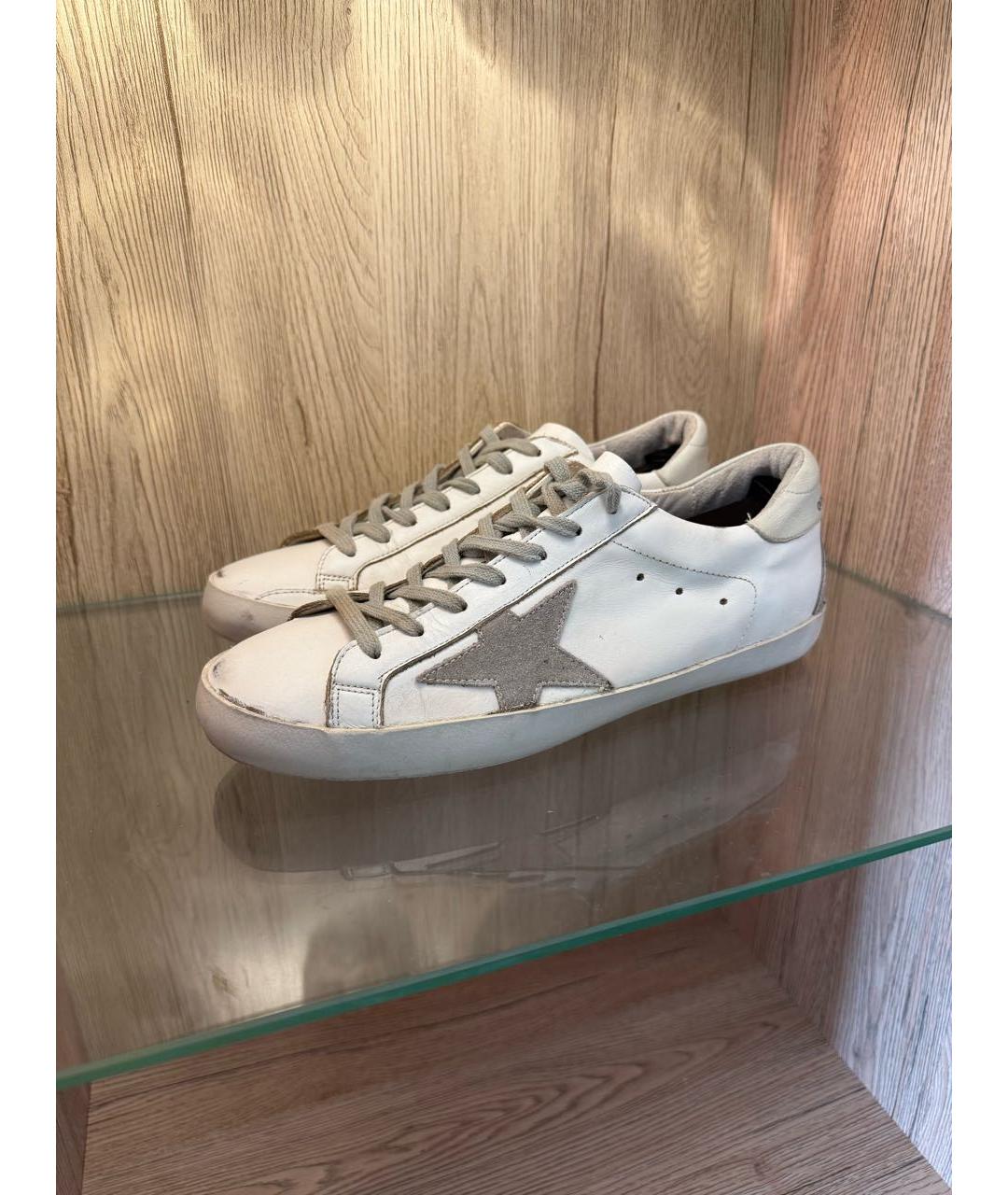 GOLDEN GOOSE Белые кожаные низкие кроссовки / кеды, фото 4