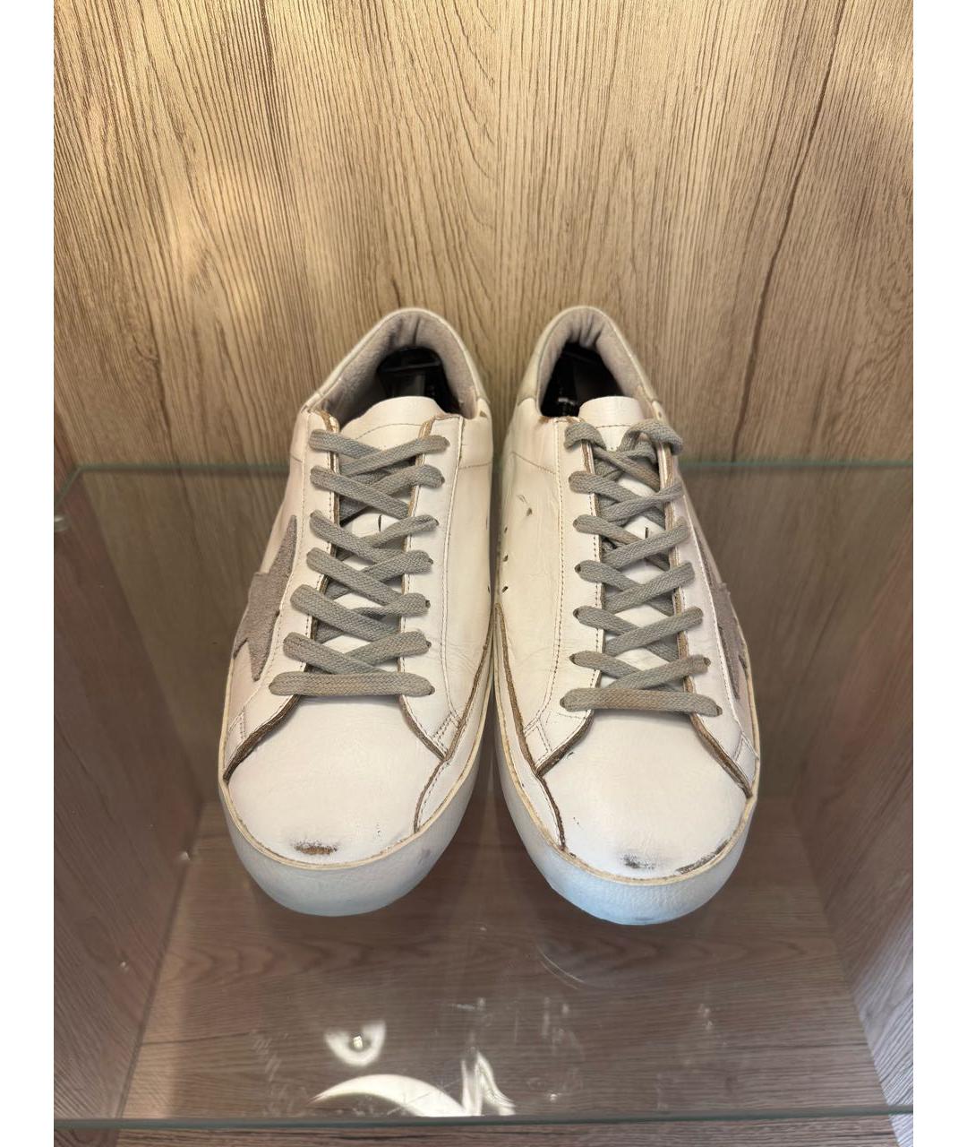 GOLDEN GOOSE Белые кожаные низкие кроссовки / кеды, фото 2