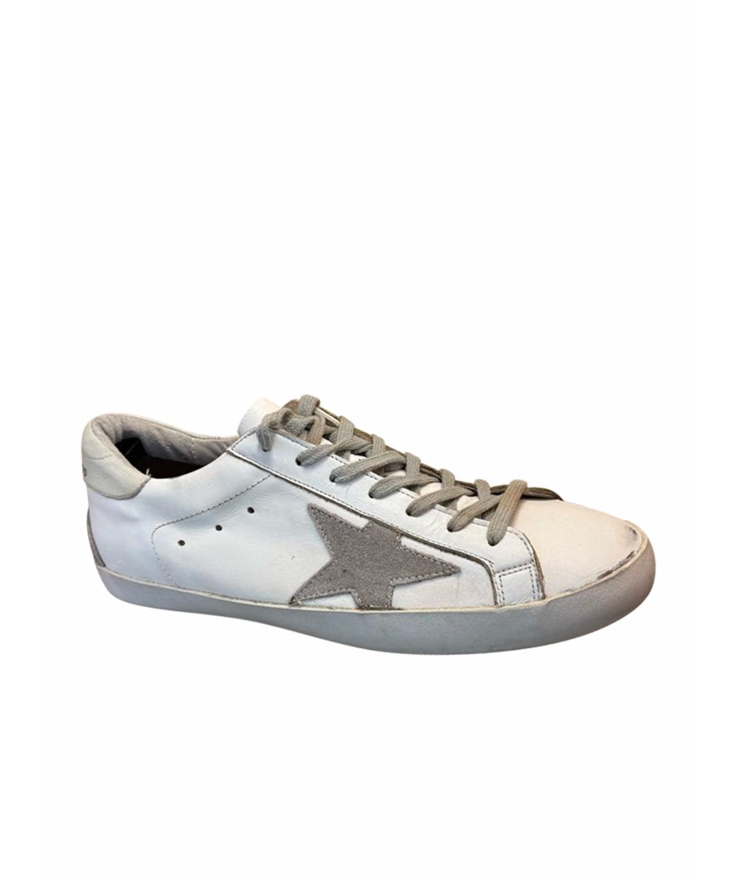 GOLDEN GOOSE Белые кожаные низкие кроссовки / кеды, фото 1
