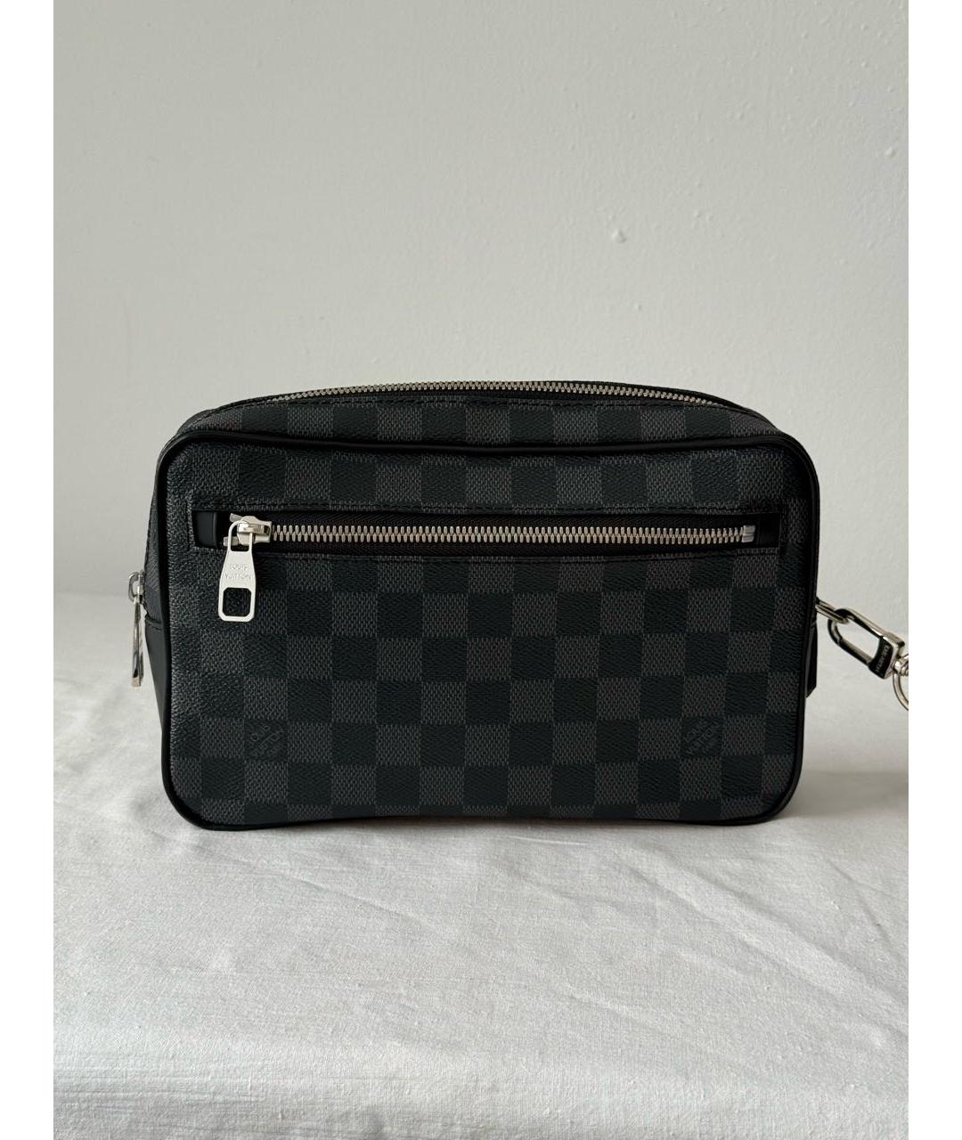 LOUIS VUITTON Черная канва барсетка, фото 3