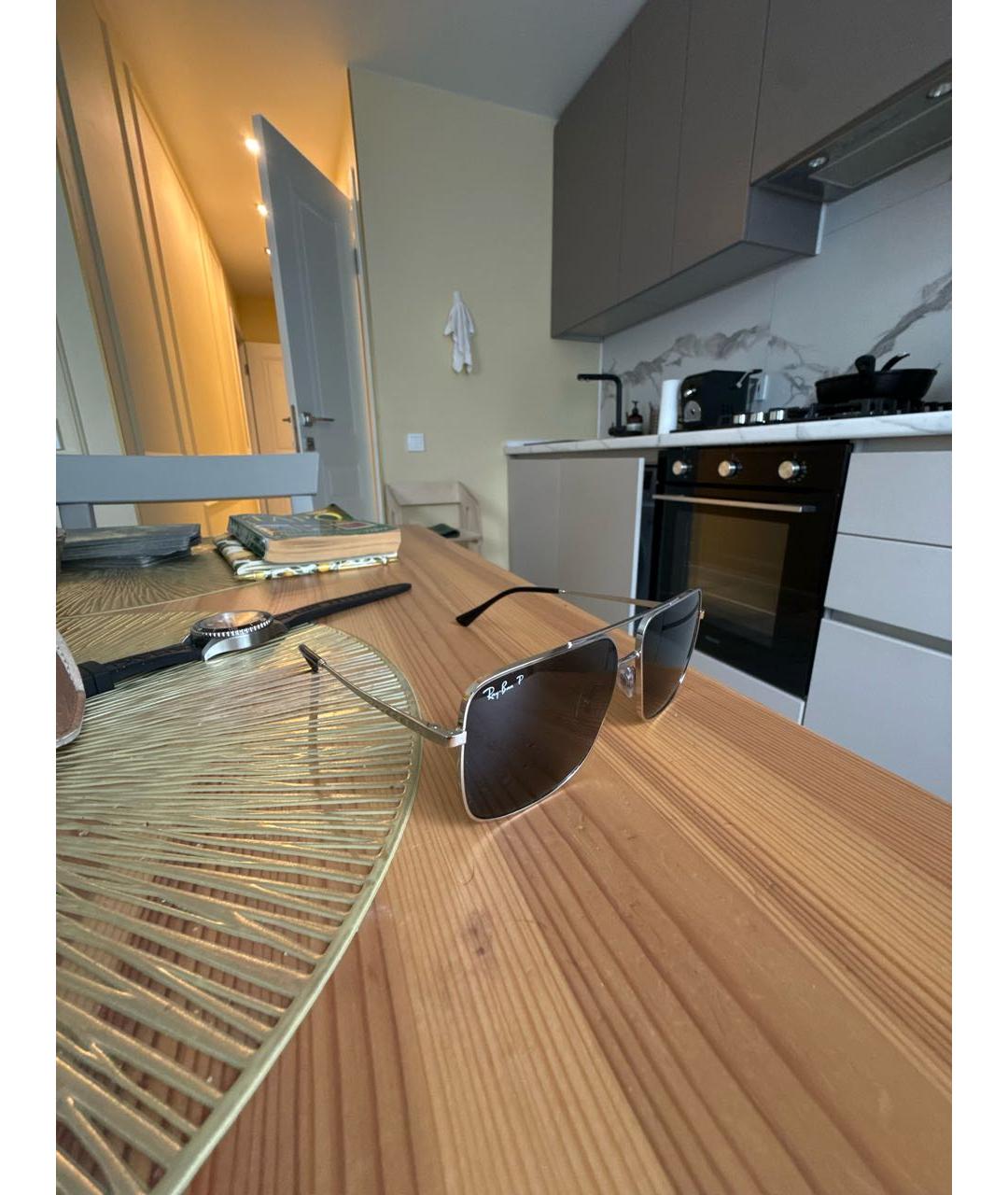 RAY BAN Серые металлические солнцезащитные очки, фото 2