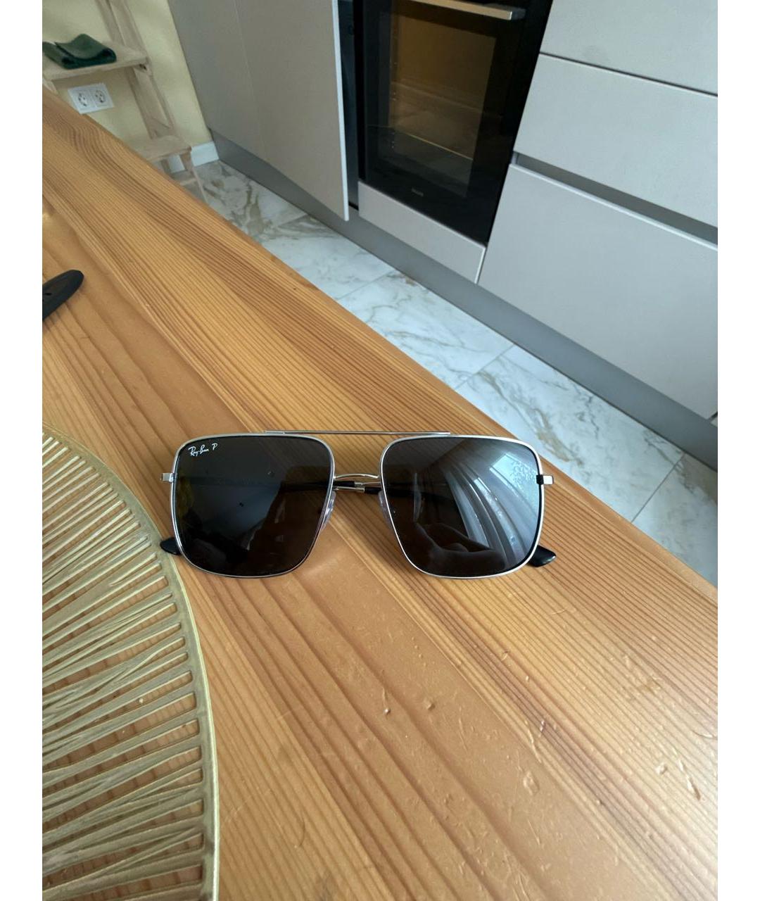 RAY BAN Серые металлические солнцезащитные очки, фото 9