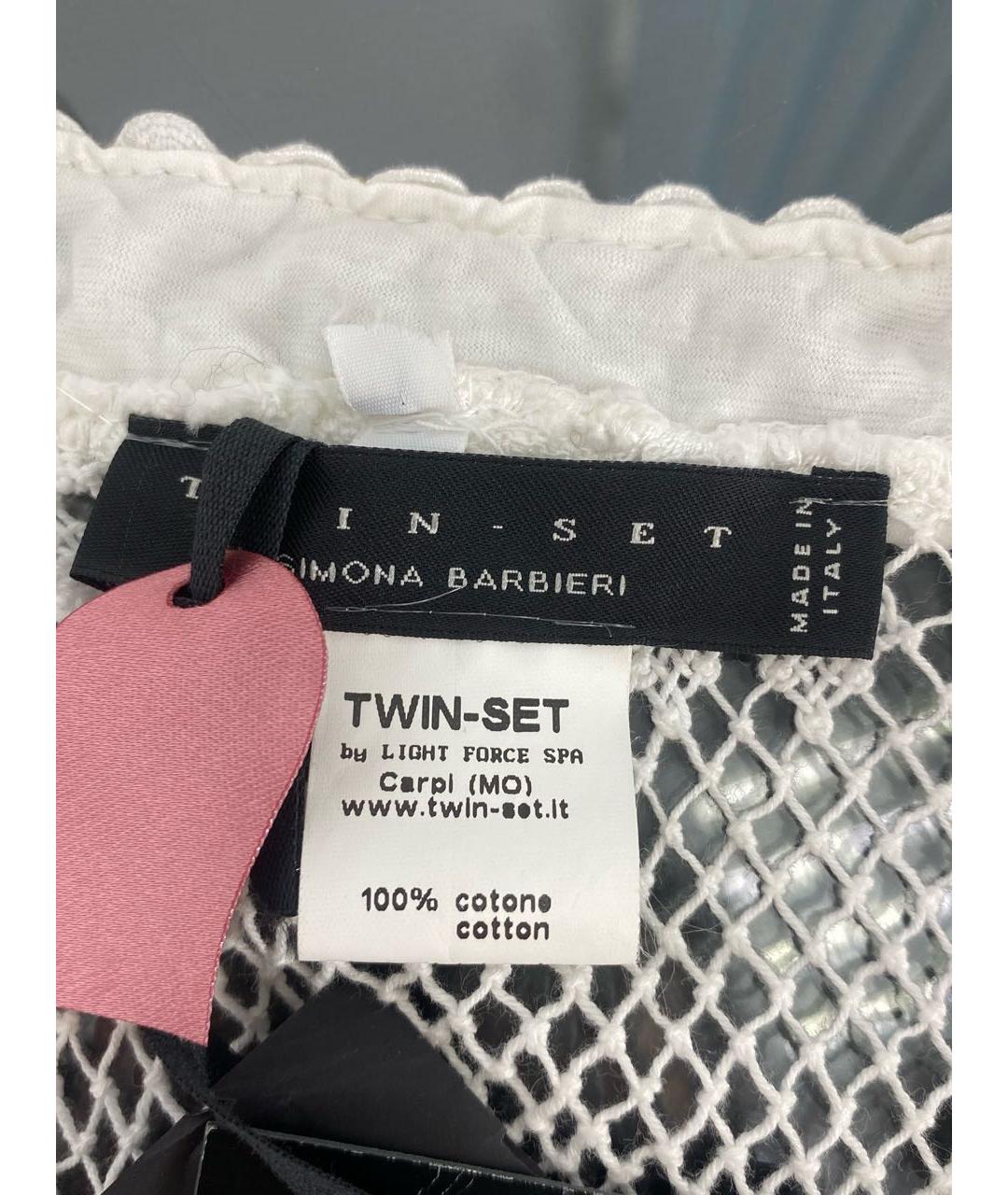 TWIN-SET Белая хлопковая майка, фото 6