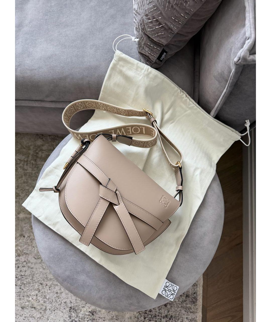 LOEWE Бежевая кожаная сумка через плечо, фото 2