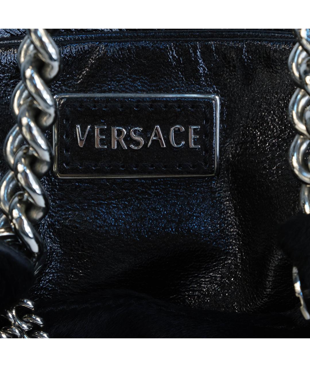 VERSACE Черная кожаная сумка тоут, фото 6