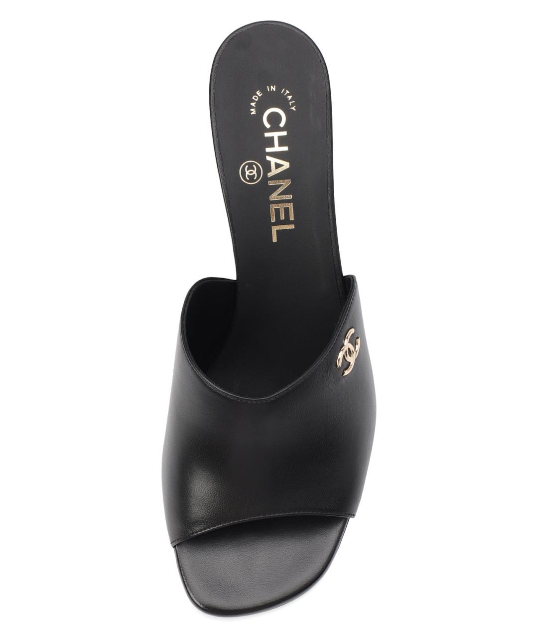 CHANEL Черные кожаные мюли, фото 3