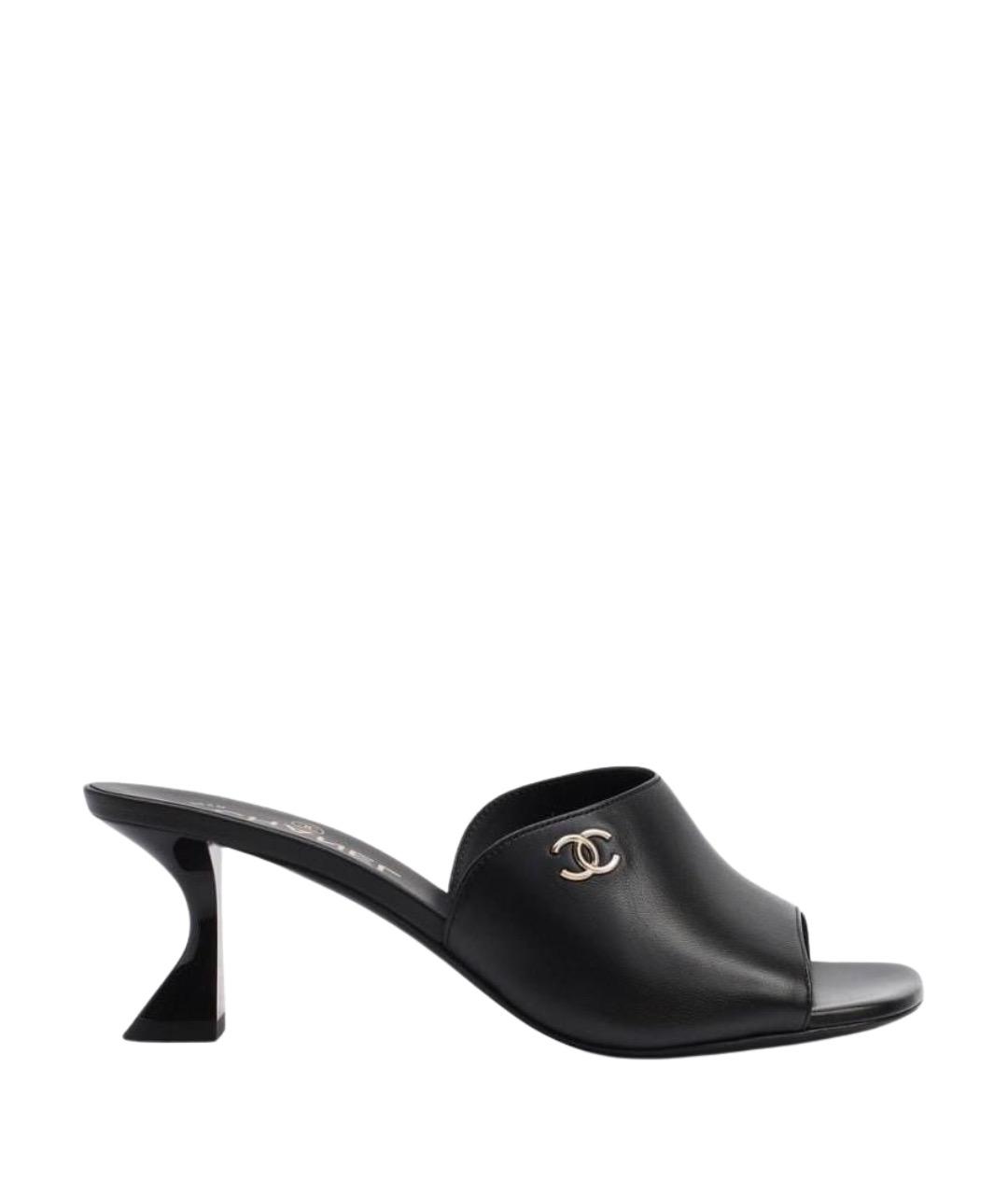 CHANEL Черные кожаные мюли, фото 1