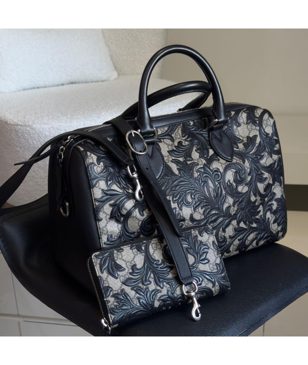 GUCCI Черная кожаная сумка с короткими ручками, фото 2
