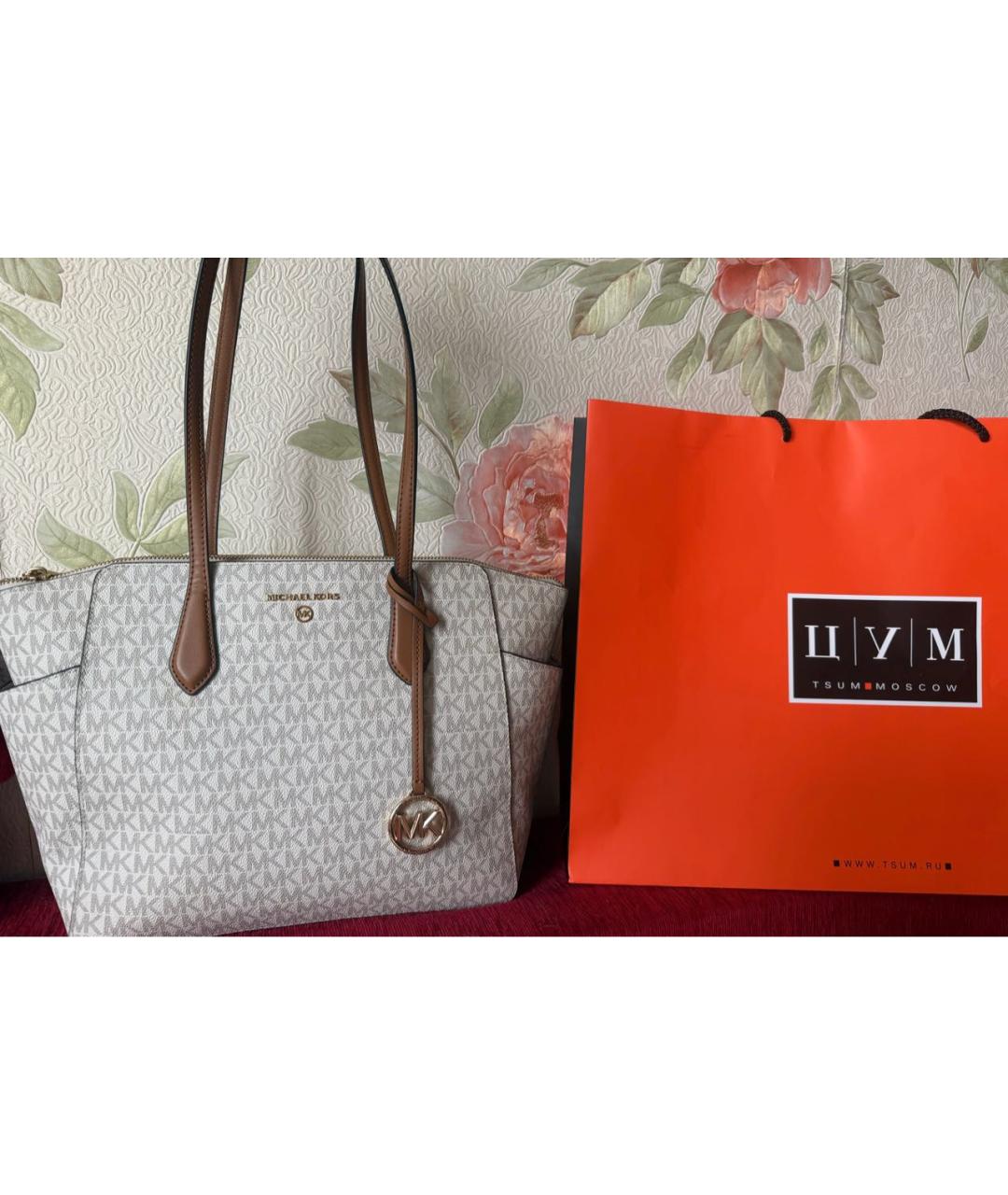 MICHAEL KORS Белая канва сумка тоут, фото 2