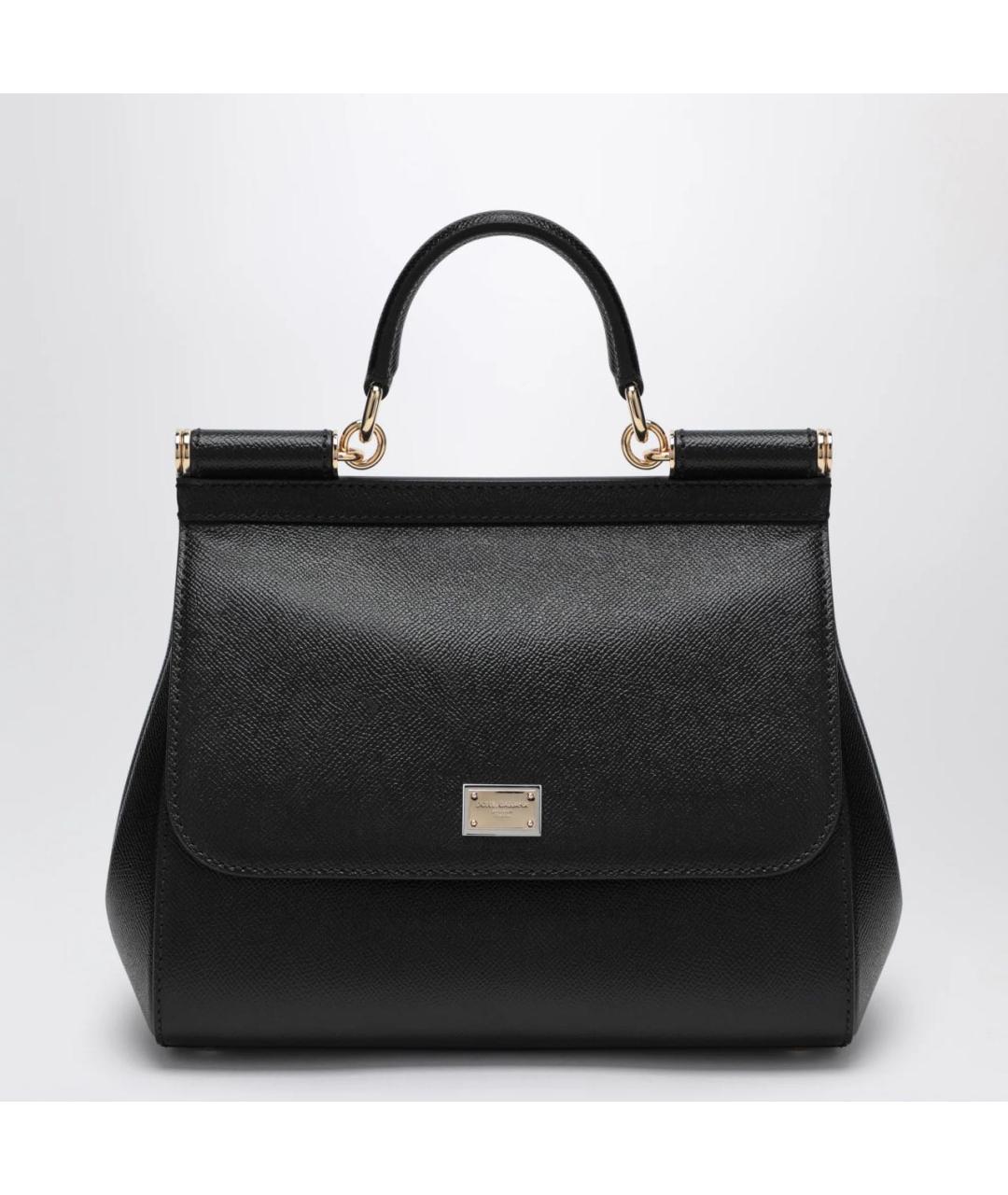 DOLCE&GABBANA Черная кожаная сумка с короткими ручками, фото 4