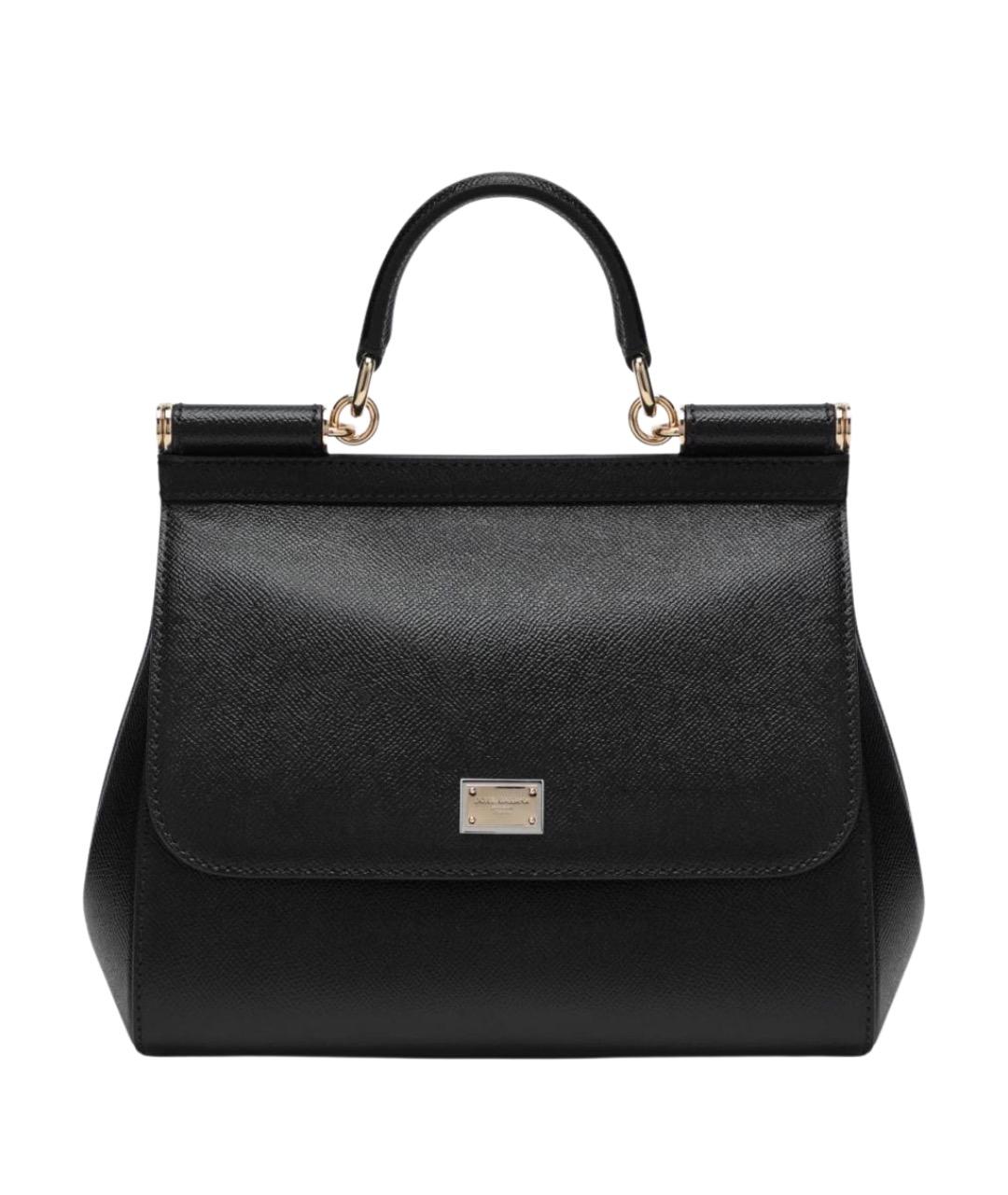 DOLCE&GABBANA Черная кожаная сумка с короткими ручками, фото 1