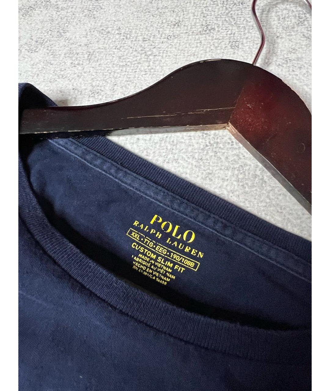 RALPH LAUREN Темно-синяя хлопковая футболка, фото 5
