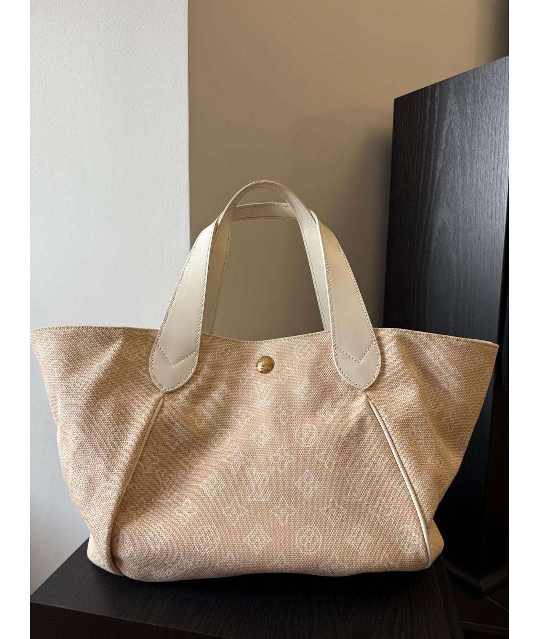 LOUIS VUITTON Бежевая тканевая пляжная сумка, фото 5