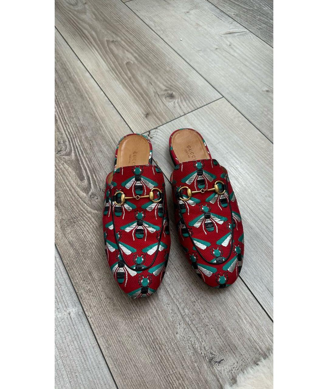 GUCCI Красные кожаные мюли, фото 2