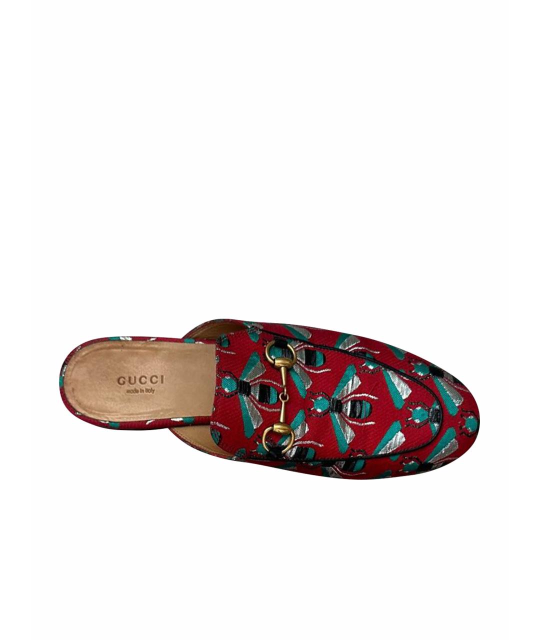 GUCCI Красные кожаные мюли, фото 1