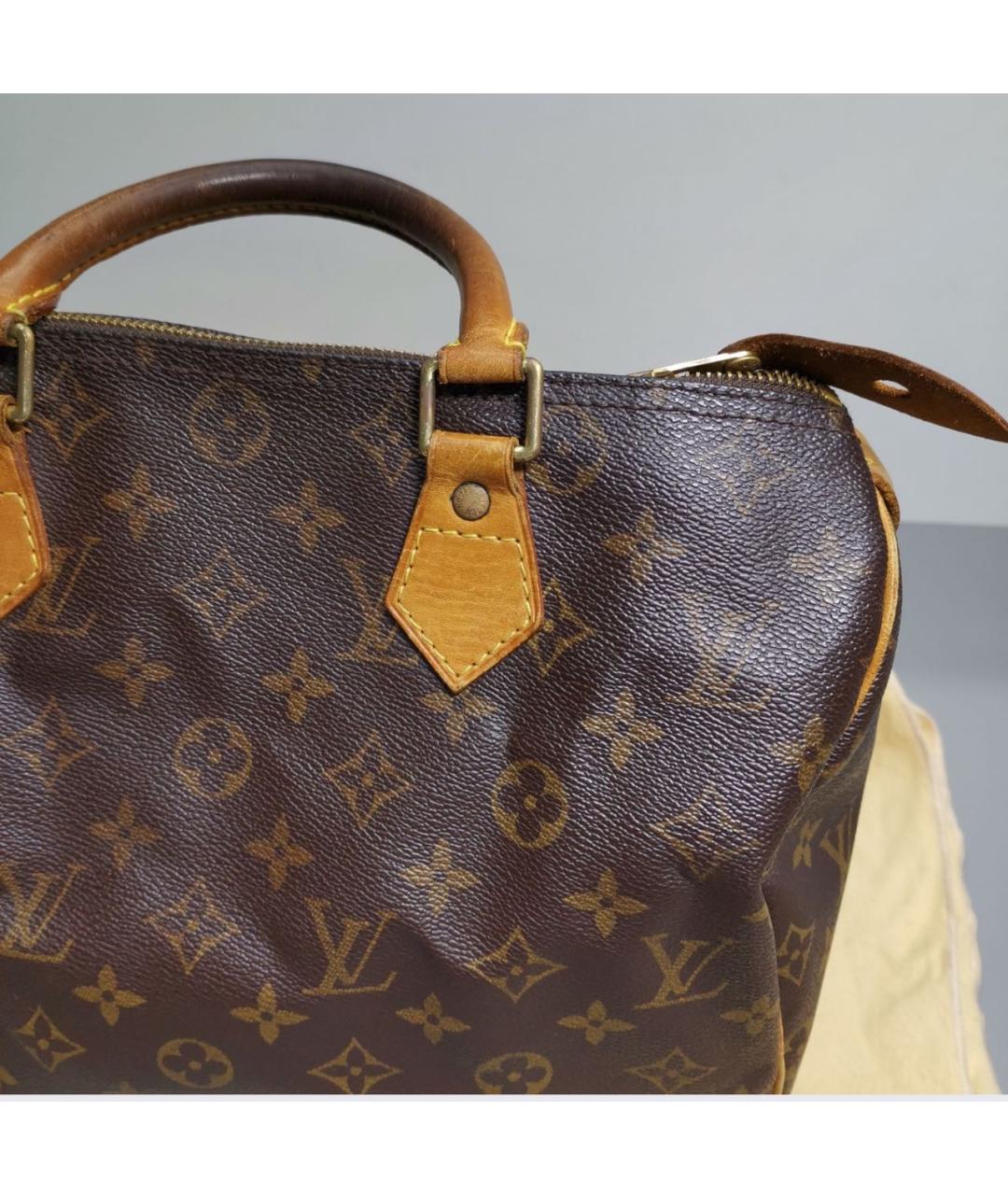 LOUIS VUITTON Коричневая канва сумка с короткими ручками, фото 6