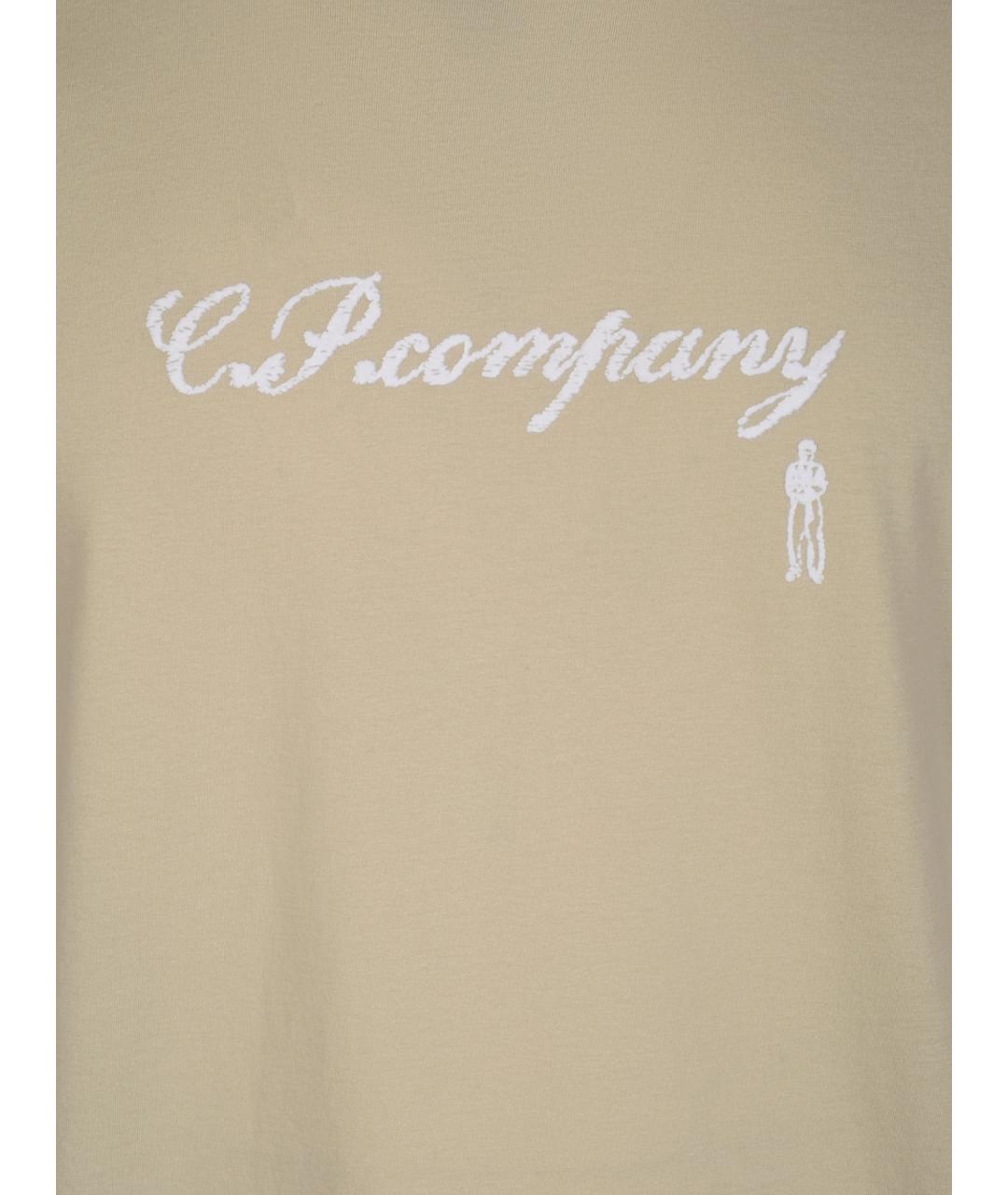CP COMPANY Бежевая хлопковая футболка, фото 3