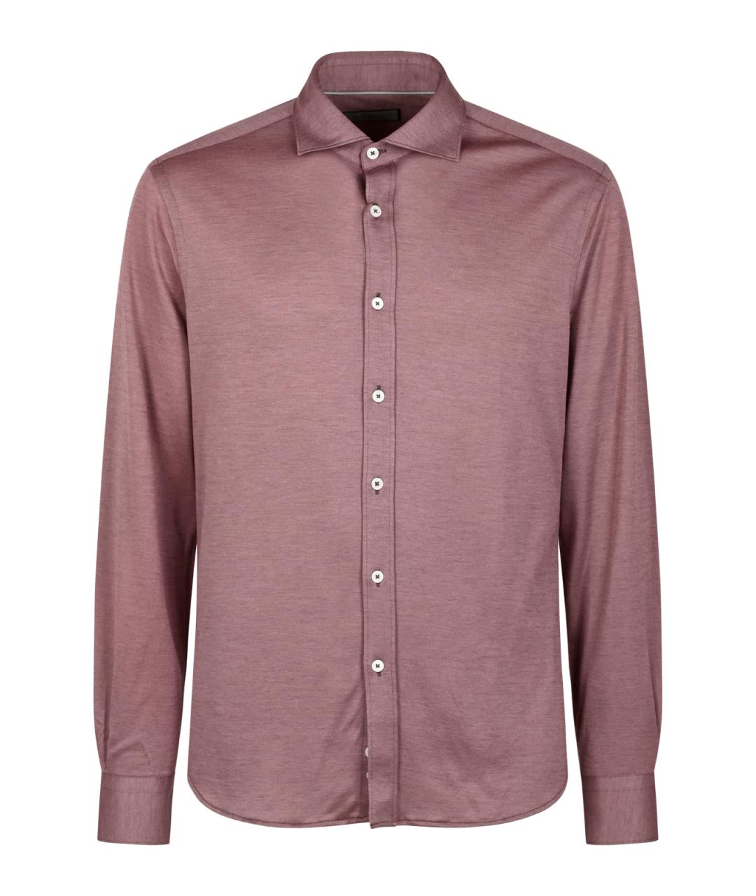 CANALI Коричневая хлопко-лиоцелловая классическая рубашка, фото 1