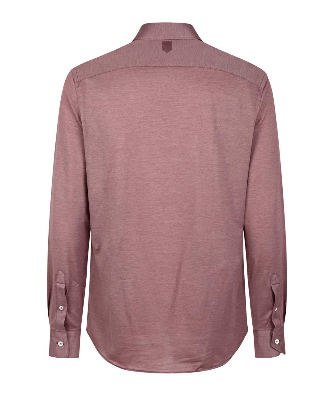 CANALI Коричневая хлопко-лиоцелловая классическая рубашка, фото 2
