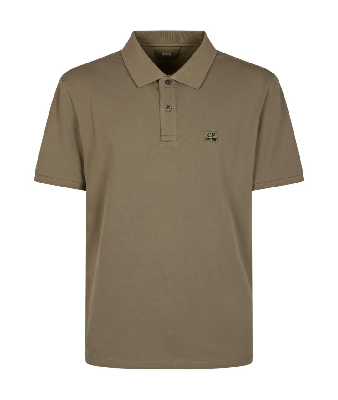 CP COMPANY Бежевое хлопковое поло с коротким рукавом, фото 2