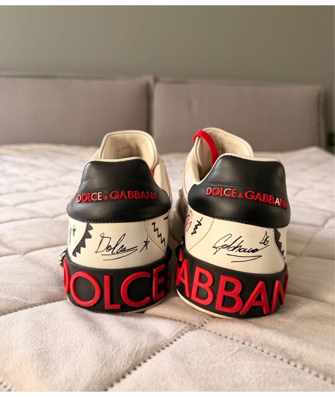 DOLCE&GABBANA Белые кожаные низкие кроссовки / кеды, фото 5